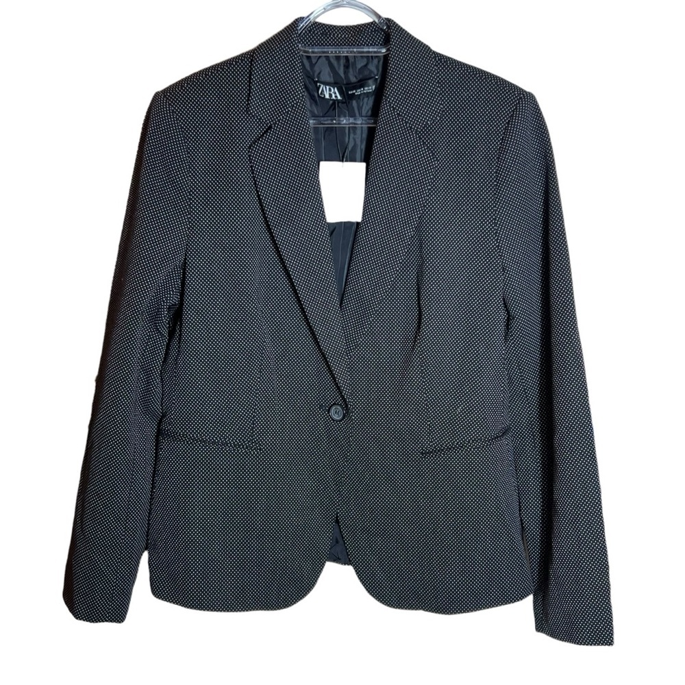 Zara Polka Dot Black Blazer, NWT, Size EU42/US10